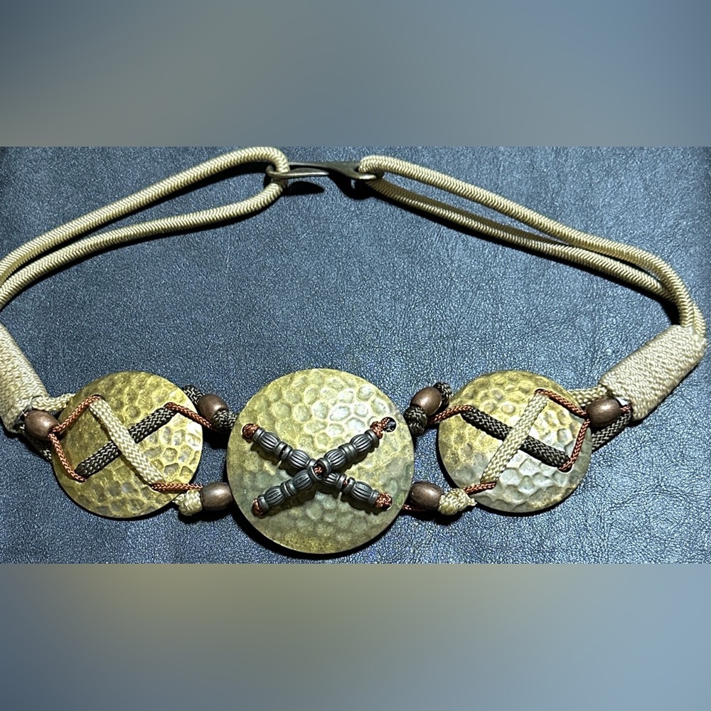 31.  Vintage Rope Hammered Brass Conch Belt